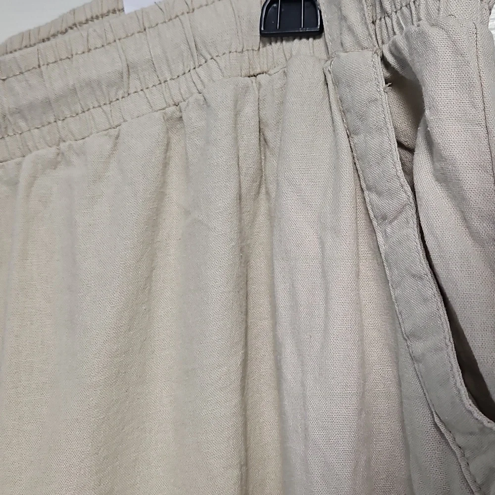 Westbound Linen Blend Mid‎ Rise Straight Leg Lightweight Pant: Natural: Size- 3X